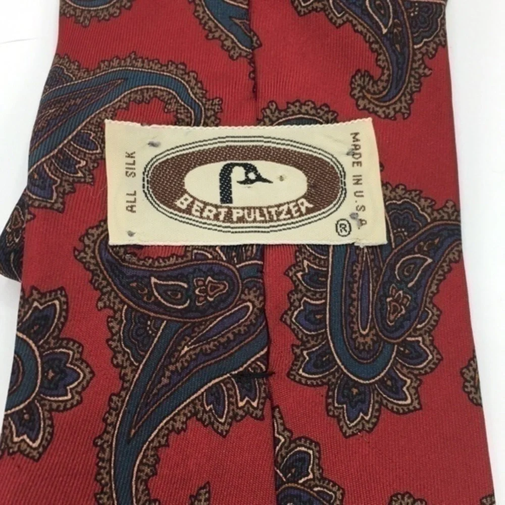 BERT PULITZER red and blue paisley tie